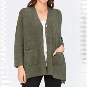XCVI Wova Cardigan, cinch back, green, Size M NWT
